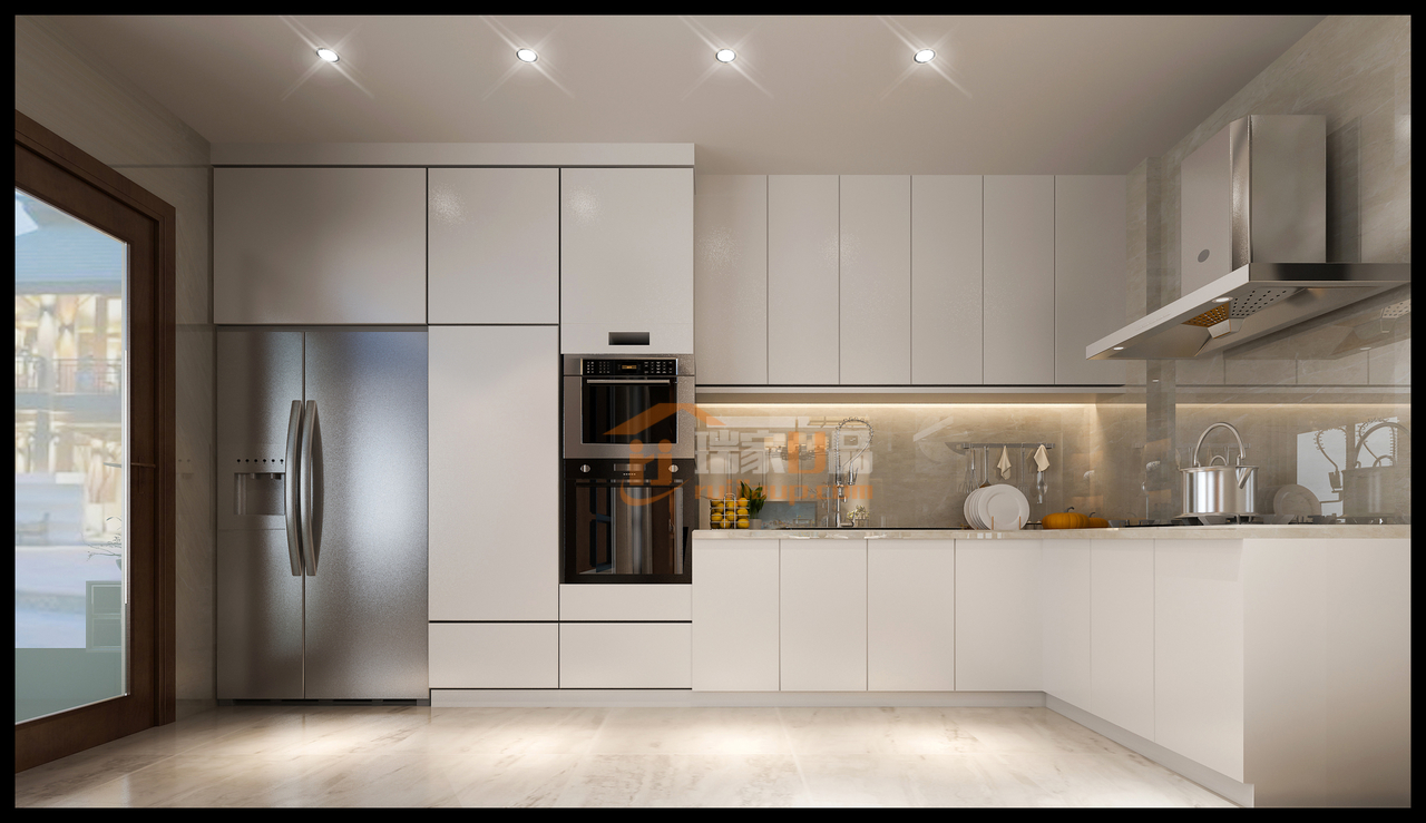 线条简洁，干净利落，白色搭配灰色，打造低调务实有品质感的厨房。